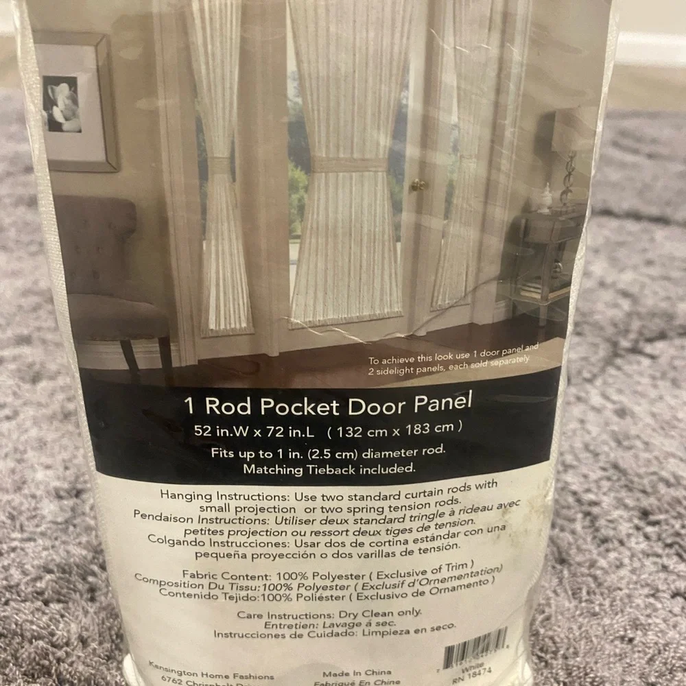 White Door Panel Curtain - One Rod Pocket